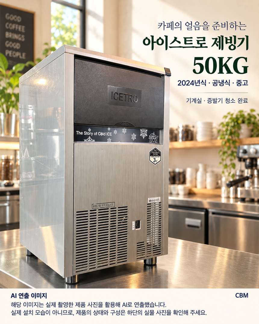 아이스트로 제빙기 50KG 중고 · AI 연출 이미지