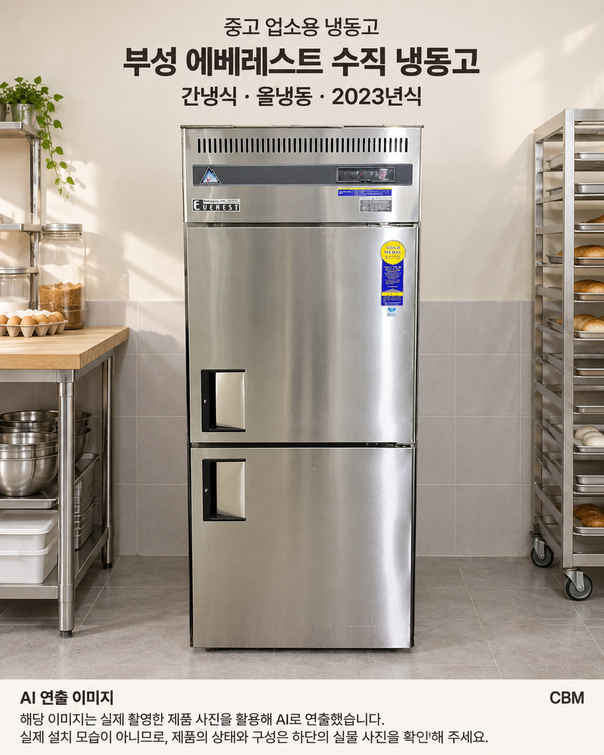 부성 냉동고 간냉식 중고 수직 에베레스트 업소용 베이커리 카페 · AI 연출 이미지