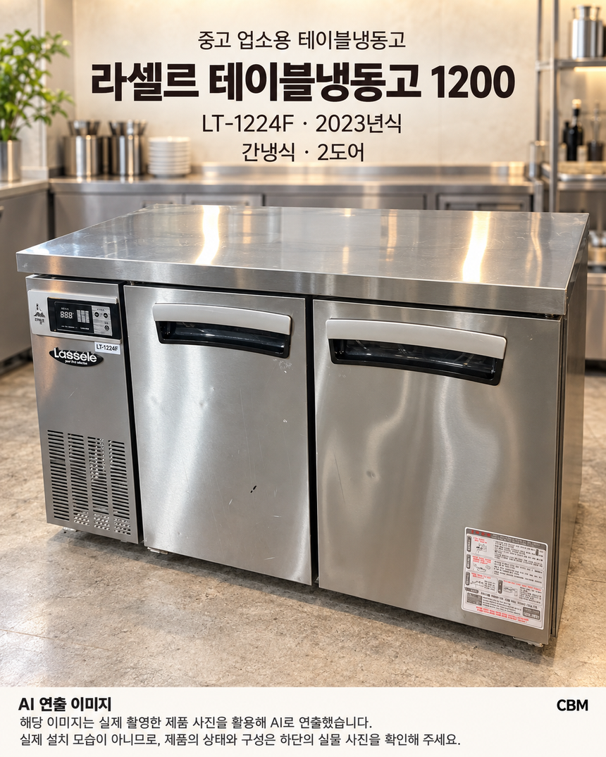 라셀르 테이블냉동고 1200 중고 간냉식 · AI 연출 이미지