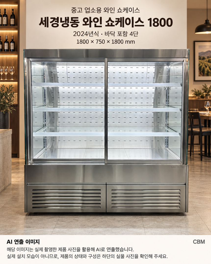 와인 쇼케이스 중고 1800 대형 와인셀러 올스텐 맞춤 제작 · AI 연출 이미지