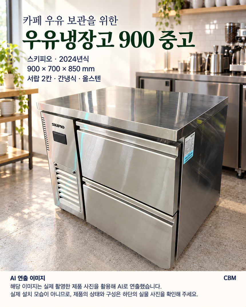 우유냉장고 900 중고 · AI 연출 이미지